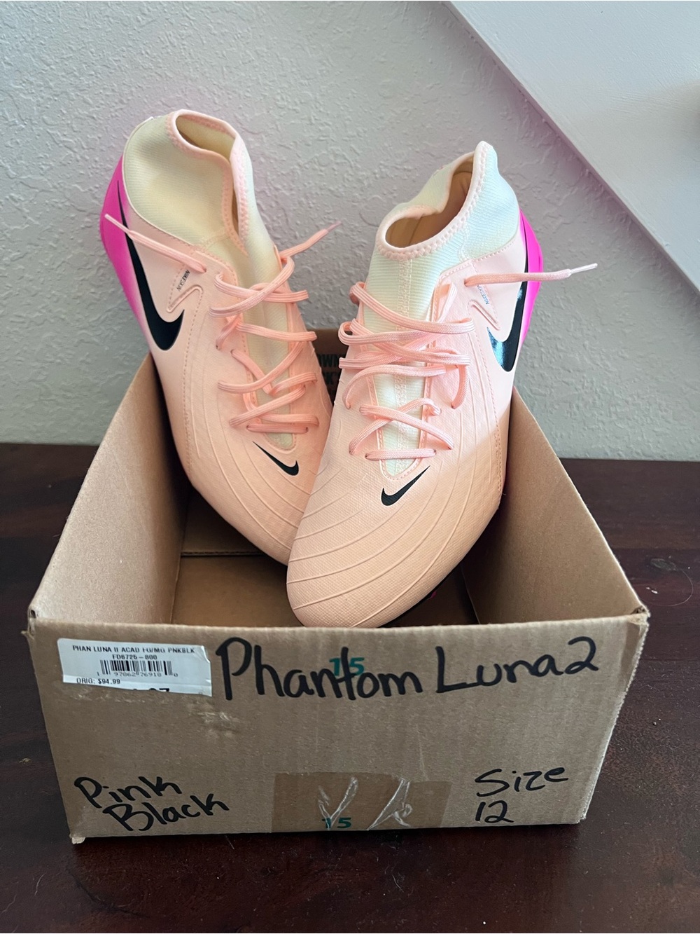 Nike Phantom Luna 2 Academy FG/MG Pink Soccer Cleats Size 12 NEW
